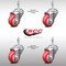 Service Caster 3 Inch SS Red Polyurethane Wheel Swivel 10mm Threaded Stem Caster Set SCC SCC-SSTS20S314-PPUB-RED-M1015-4 - alternate 3